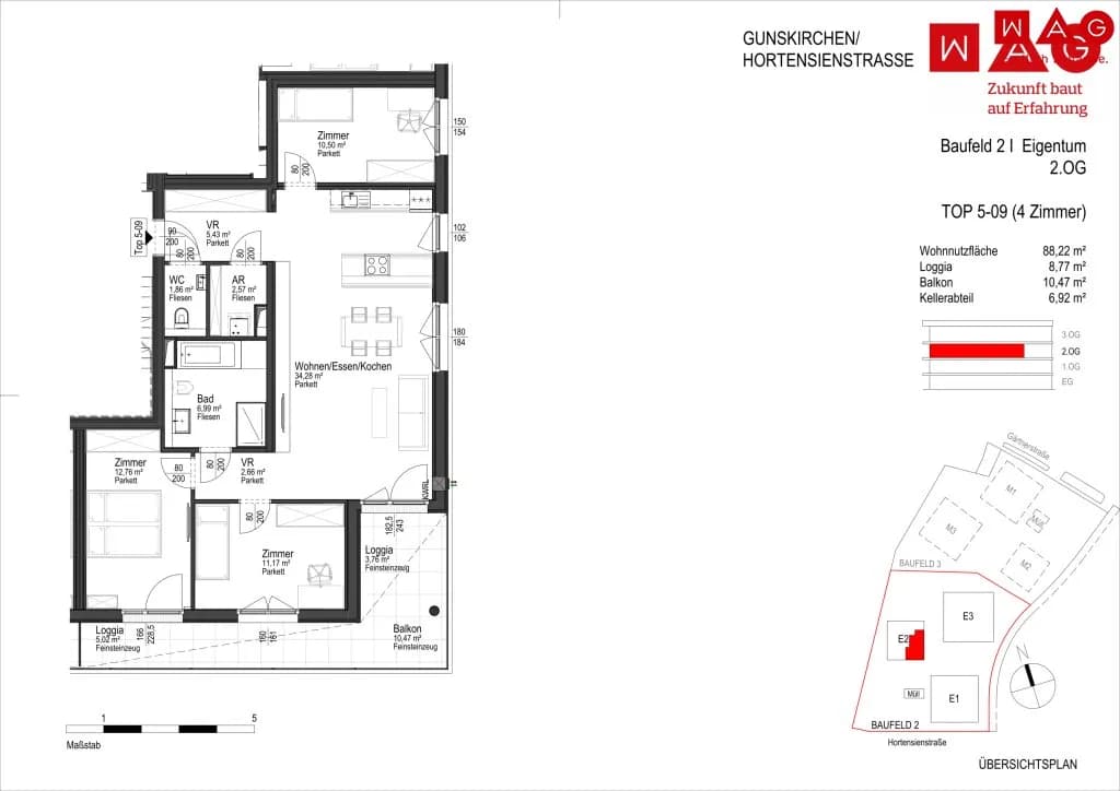 4-Zimmer-Wohnung kaufen in Wels-Land – 88,22 m², € 392.700 – Bild 5 von 6