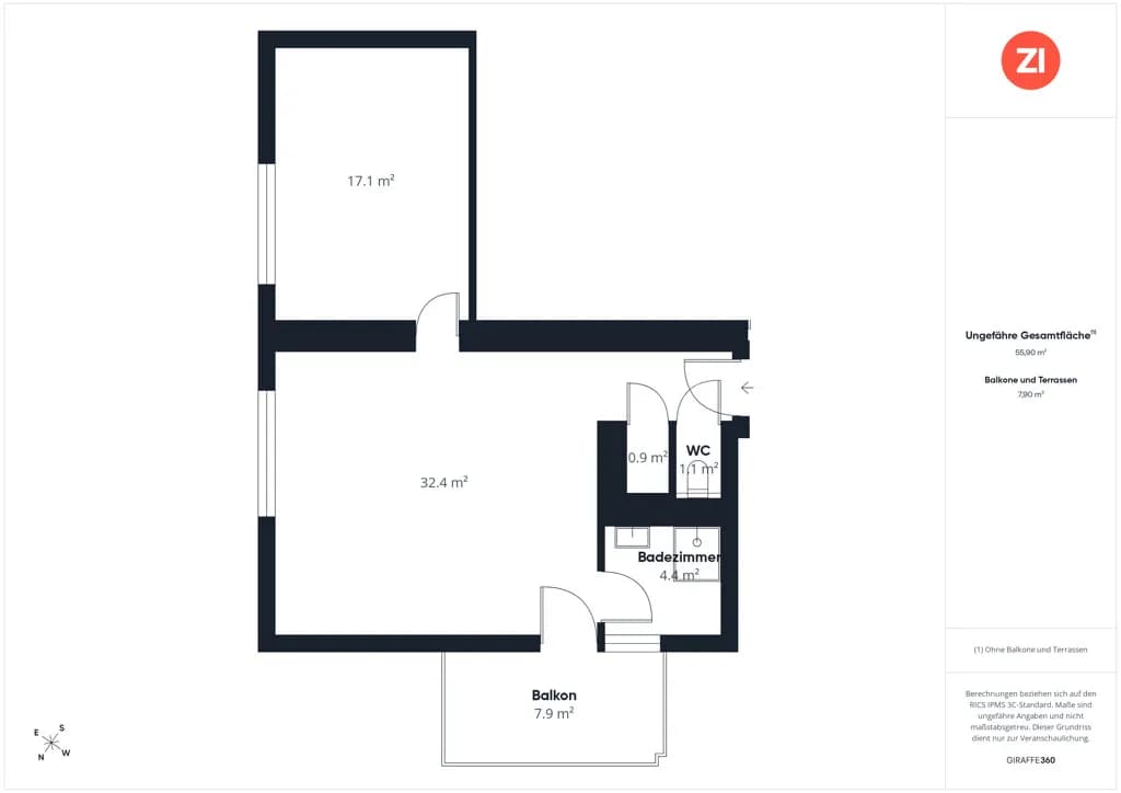 2-Zimmer-Wohnung kaufen in Linz – 51,64 m², € 177.000 – Bild 2 von 9