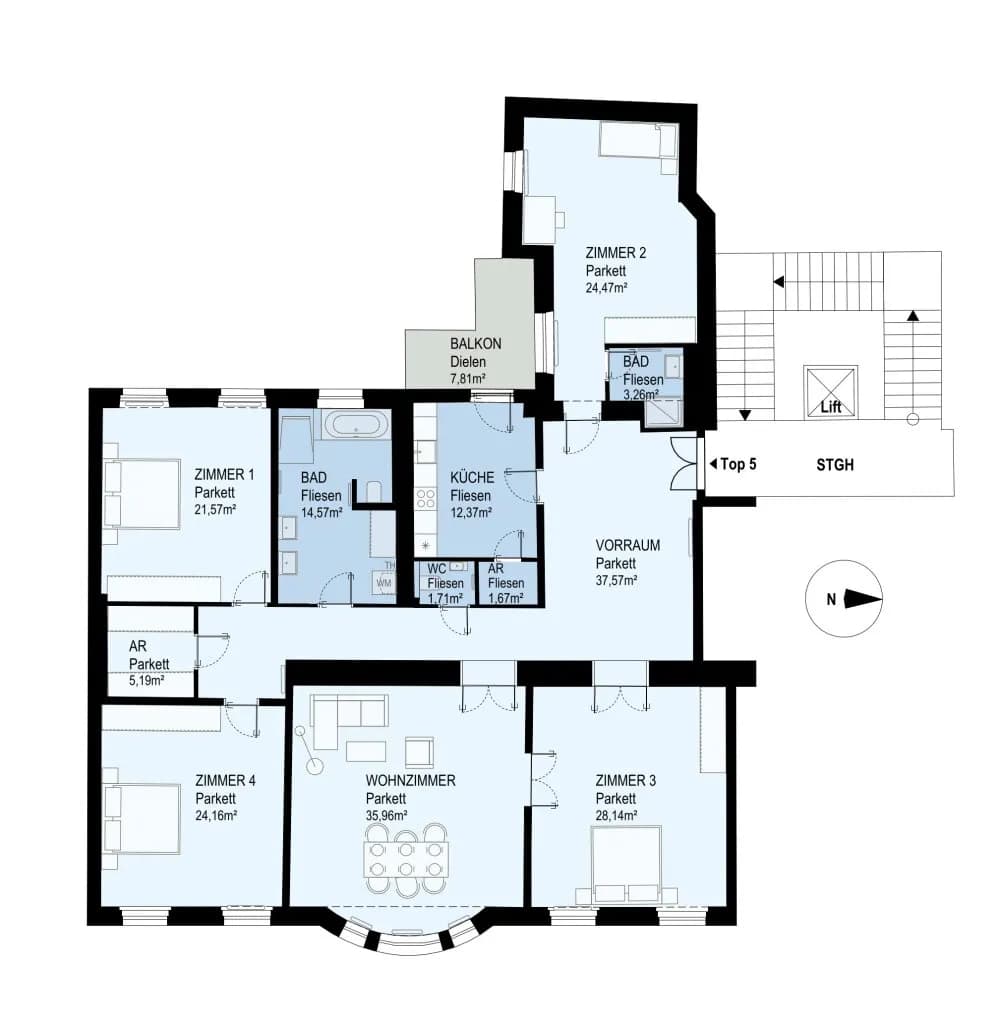 5-Zimmer-Wohnung mieten in Wien – 211 m², € 5.199 – Bild 24 von 24