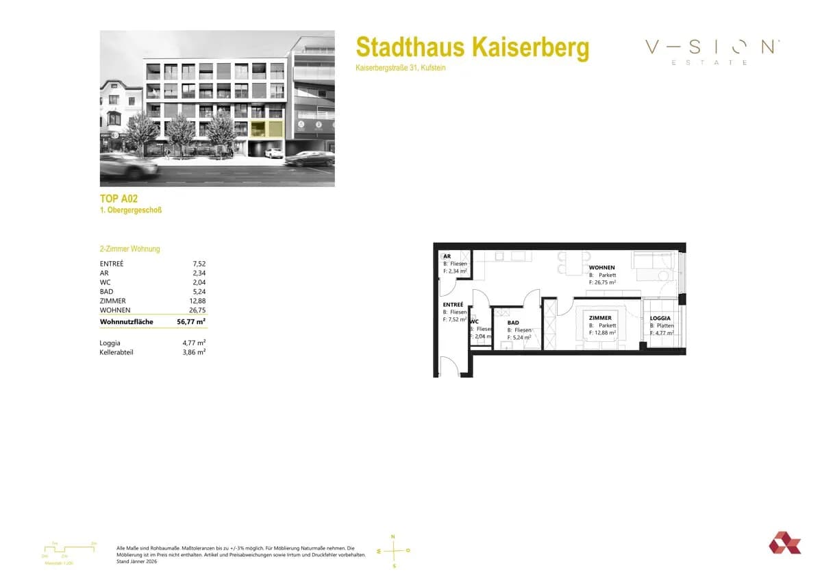 2-Zimmer-Wohnung kaufen in Kufstein – 56,77 m², € 329.000 – Bild 7 von 7