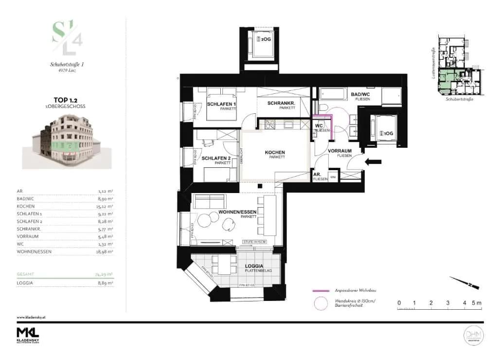 3-Zimmer-Wohnung kaufen in Linz – 74,19 m², € 518.000 – Bild 4 von 4