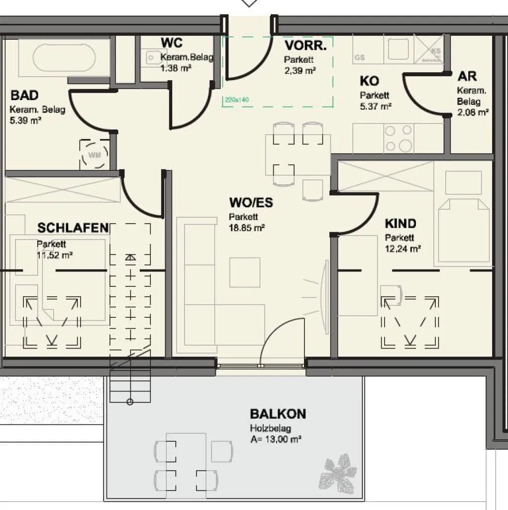 3-Zimmer-Wohnung mieten in Wien – 77,1 m², € 1.499 – Bild 12 von 15