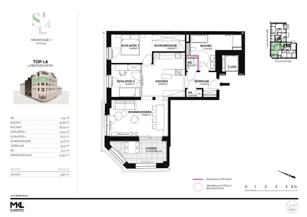 3-Zimmer-Wohnung kaufen in Linz – 80,74 m², € 618.000 – Bild 6 von 6