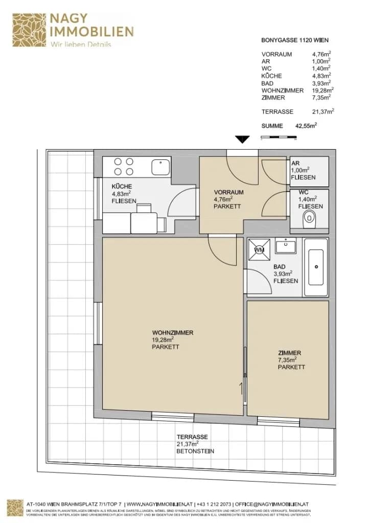 2-Zimmer-Wohnung kaufen in Wien – 42,55 m², € 249.000 – Bild 21 von 22