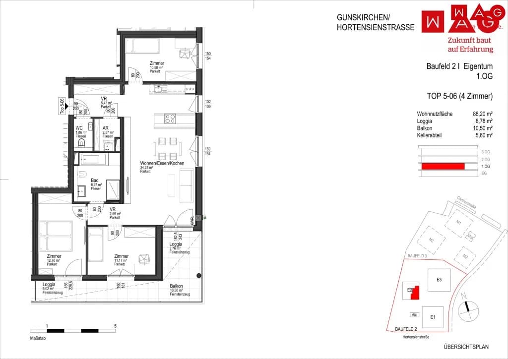 5-Zimmer-Wohnung kaufen in Wels-Land – 88,2 m², € 374.700 – Bild 5 von 6