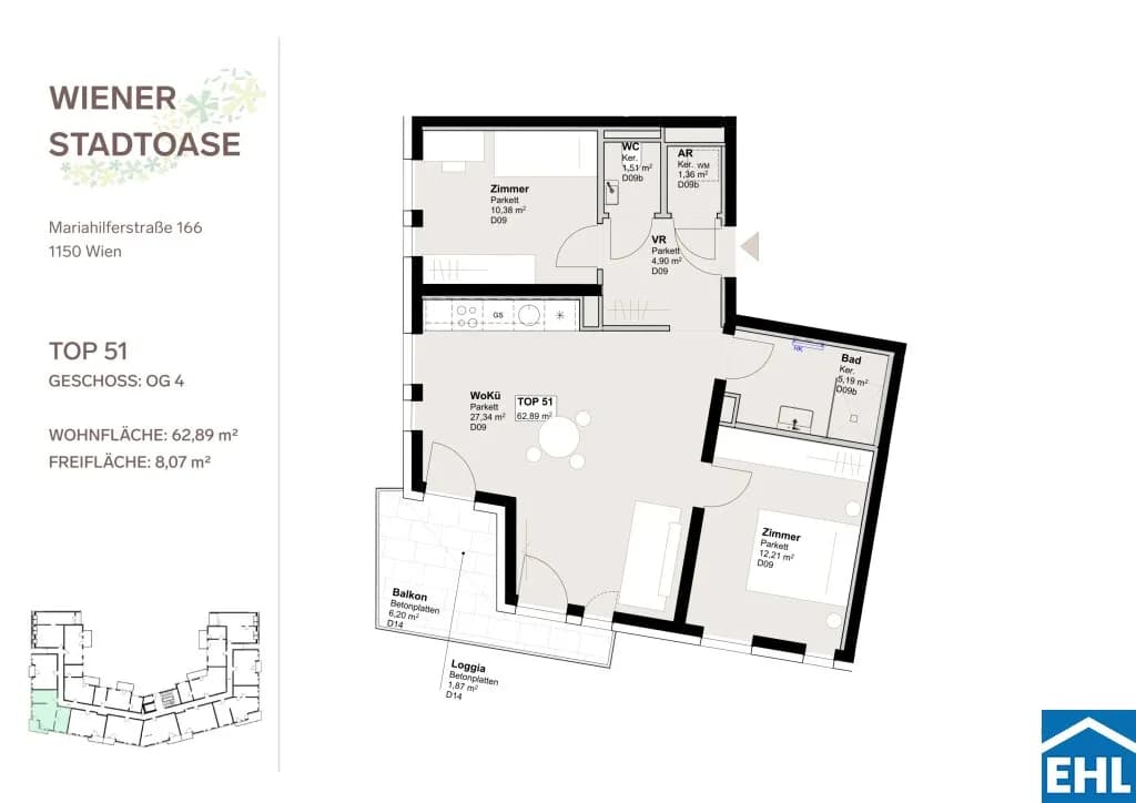 3-Zimmer-Wohnung mieten in Wien – 62,89 m², € 1.620 – Bild 13 von 13