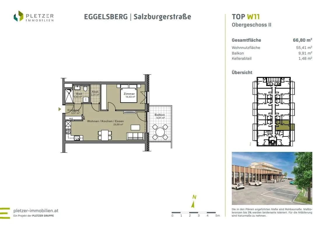 2-Zimmer-Wohnung mieten in Braunau am Inn – 55,23 m², € 965 – Bild 3 von 3