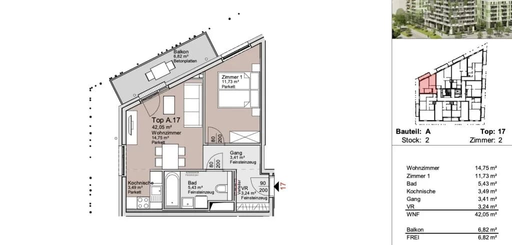 2-Zimmer-Wohnung mieten in Wien – 40,93 m², € 949 – Bild 11 von 11