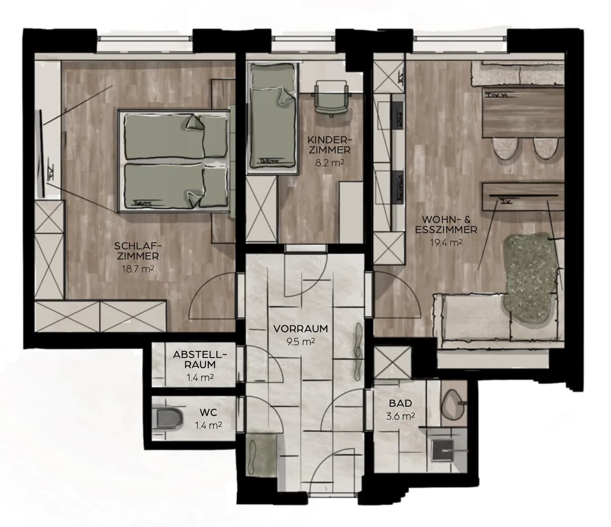 3-Zimmer-Wohnung mieten in Amstetten – 63 m², € 891 – Bild 17 von 17