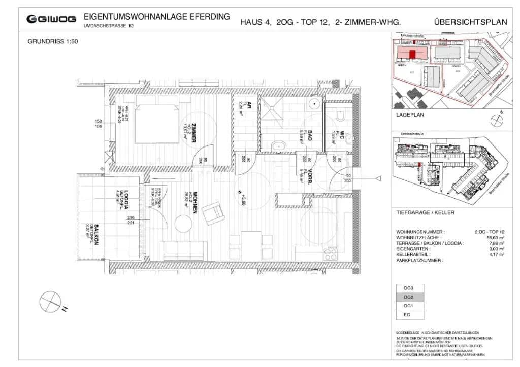 2-Zimmer-Wohnung kaufen in Eferding – 55,69 m², € 247.900 – Bild 2 von 5