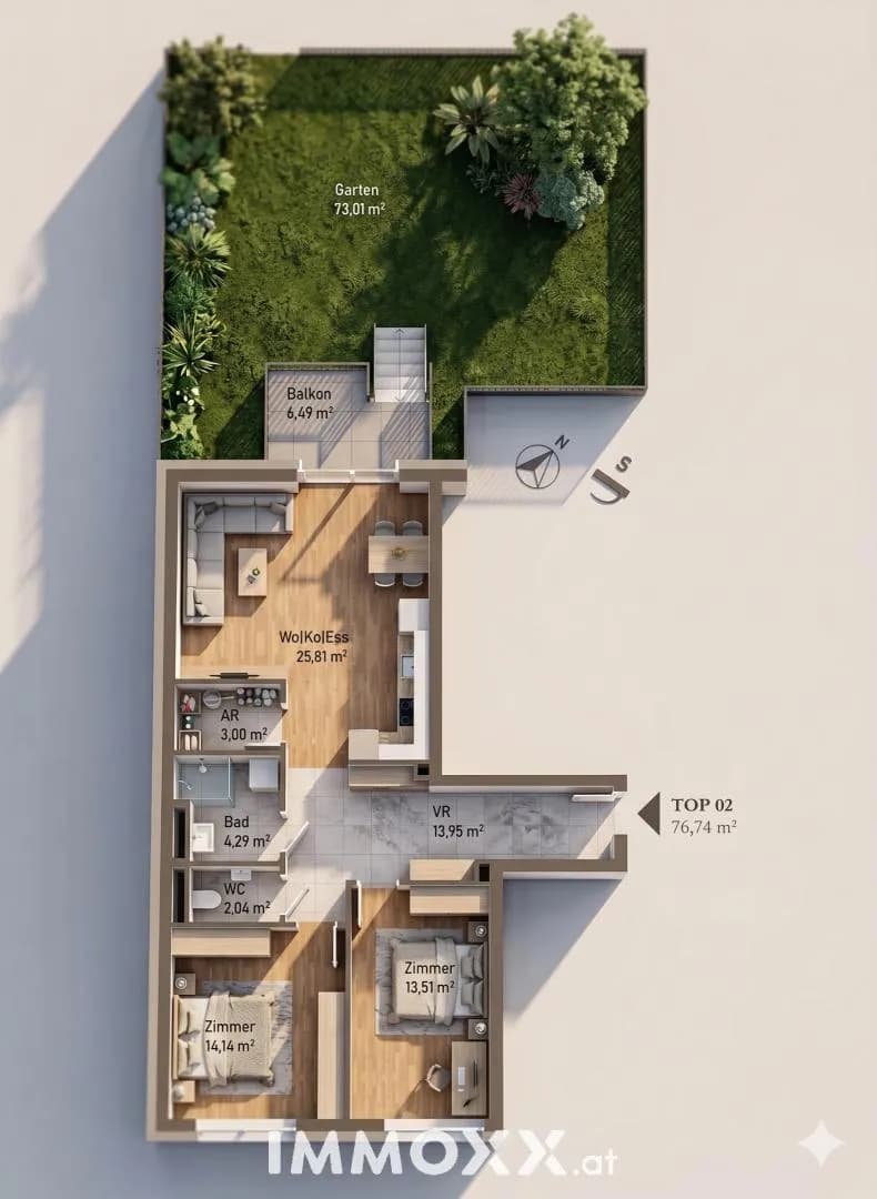 3-Zimmer-Wohnung kaufen in Graz – 76,74 m², € 455.715