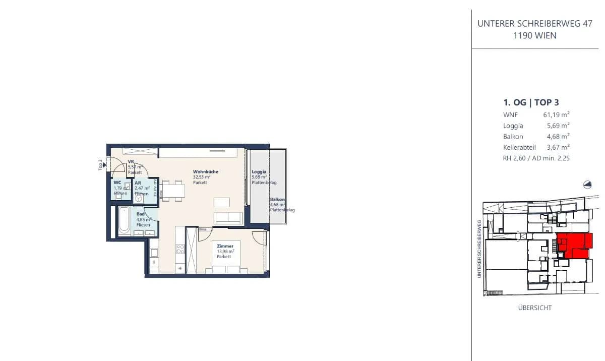Wohnung kaufen in Wien – 64,86 m², € 879.000 – Bild 3 von 3