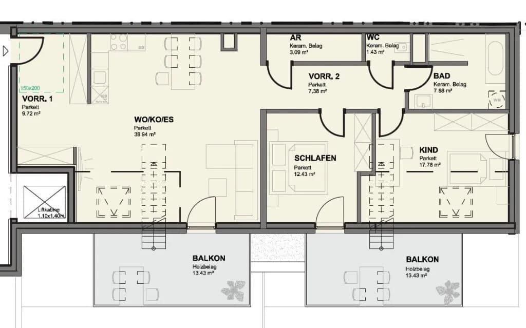 3-Zimmer-Wohnung mieten in Wien – 98,65 m², € 2.599 – Bild 12 von 15