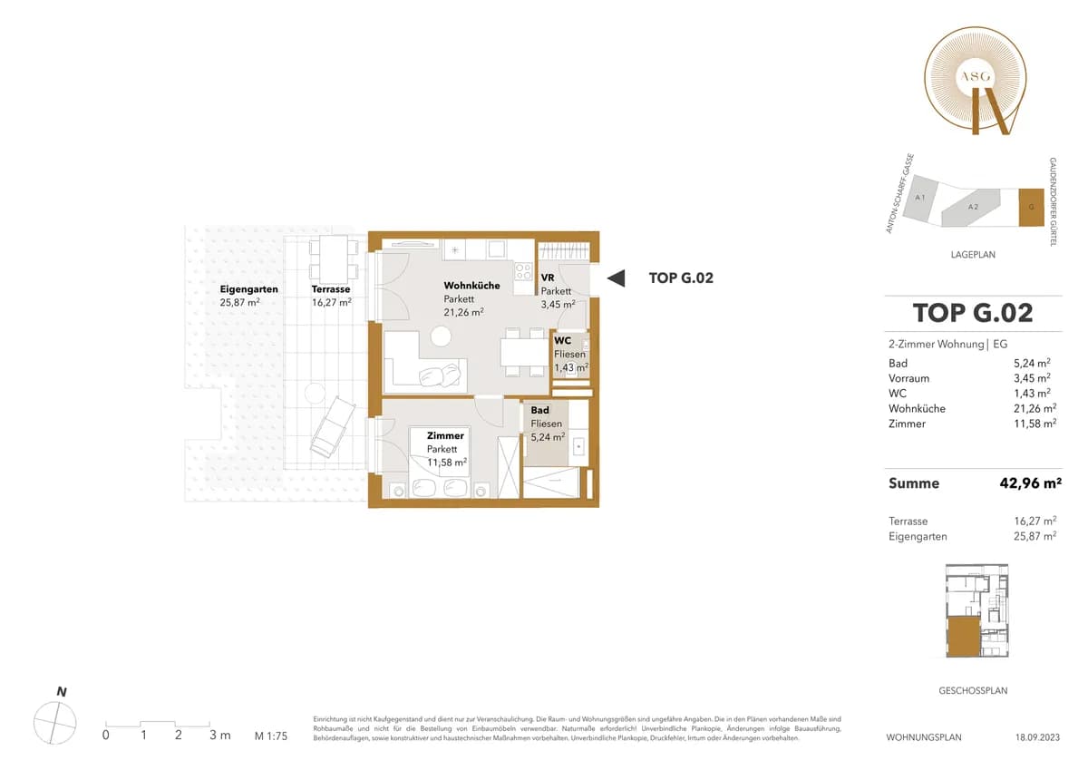 2-Zimmer-Wohnung mieten in Wien – 42,96 m², € 1.099 – Bild 25 von 25