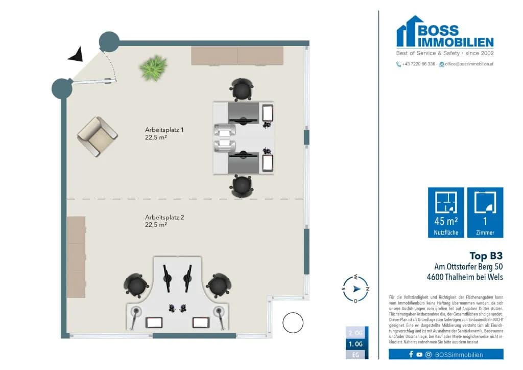 1-Zimmer-Gewerbeimmobilie mieten in Wels-Land – 23 m², € 250 – Bild 16 von 16