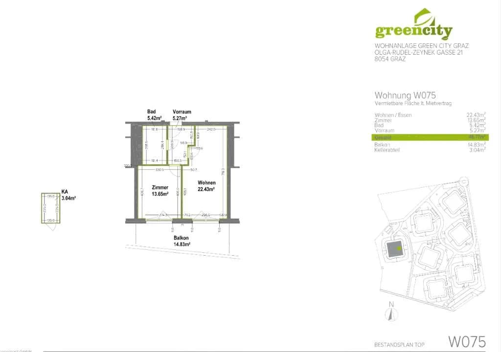Wohnung mieten in Graz – 46,9 m², € 991 – Bild 7 von 7