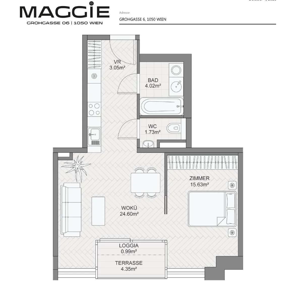 2-Zimmer-Wohnung kaufen in Wien – 49,42 m², € 576.700 – Bild 7 von 13