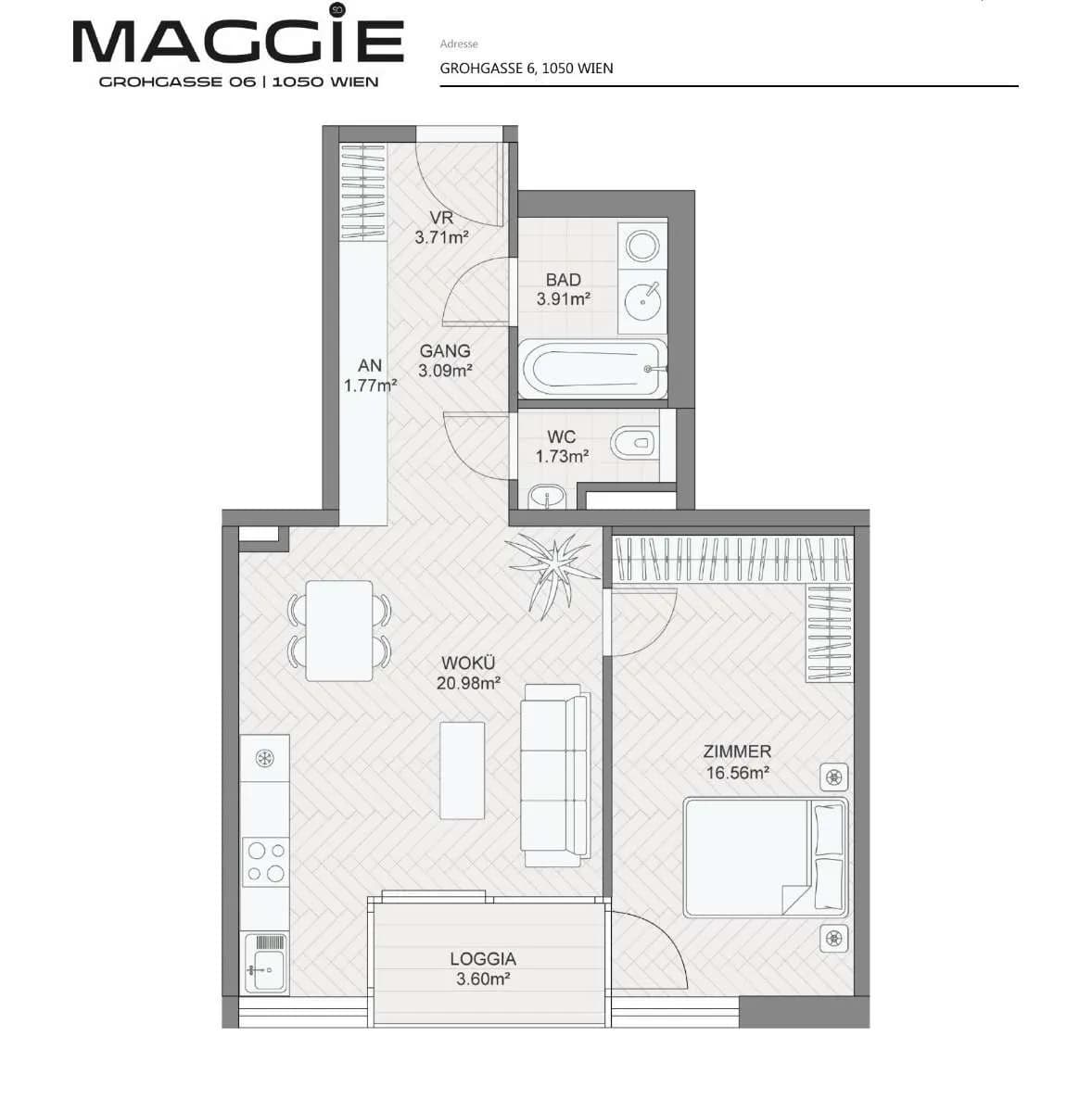 2-Zimmer-Wohnung kaufen in Wien – 52,17 m², € 563.400 – Bild 7 von 13