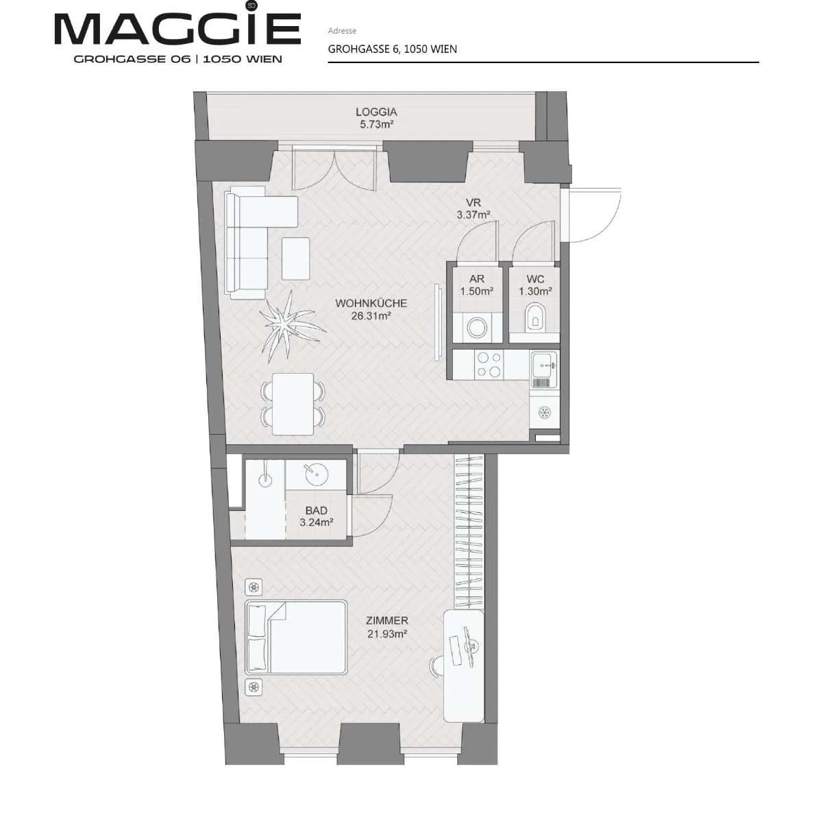 2-Zimmer-Wohnung kaufen in Wien – 57,93 m², € 534.700 – Bild 7 von 13