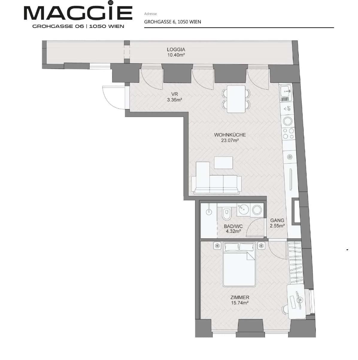 2-Zimmer-Wohnung kaufen in Wien – 47,9 m², € 465.900 – Bild 7 von 13