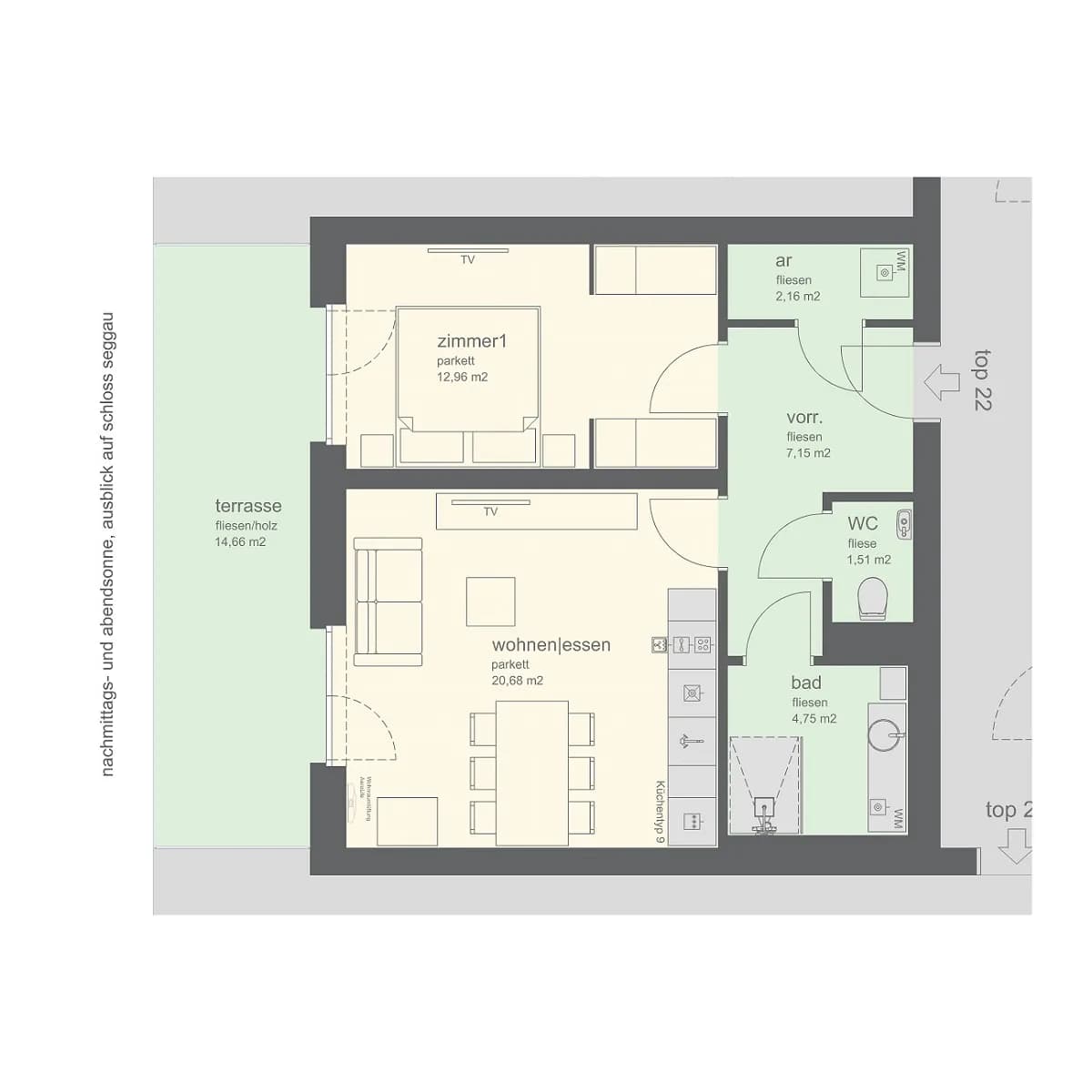 2-Zimmer-Wohnung mieten in Leibnitz – 49 m², € 760 – Bild 2 von 11