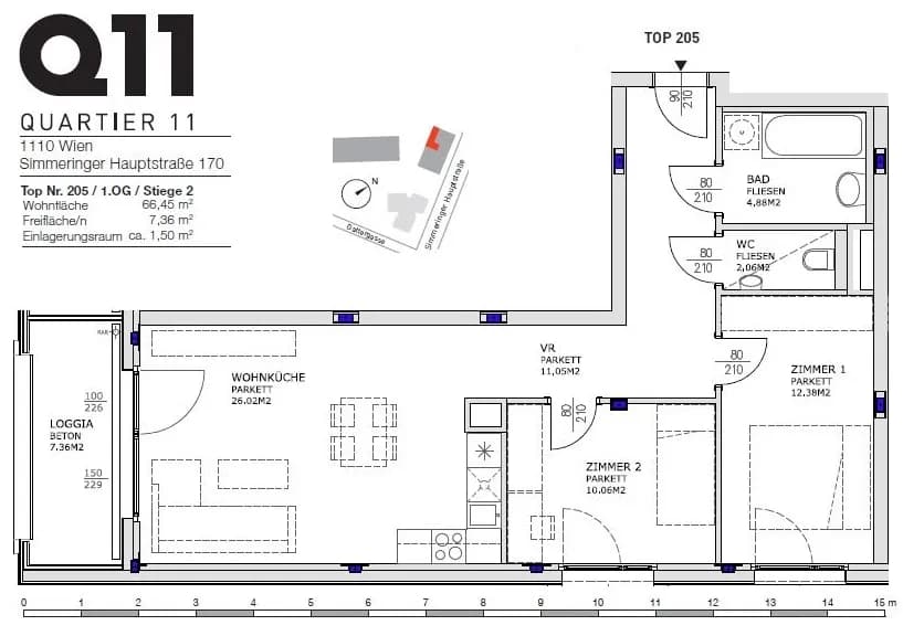 3-Zimmer-Wohnung mieten in Wien – 66,45 m², € 1.399 – Bild 12 von 13