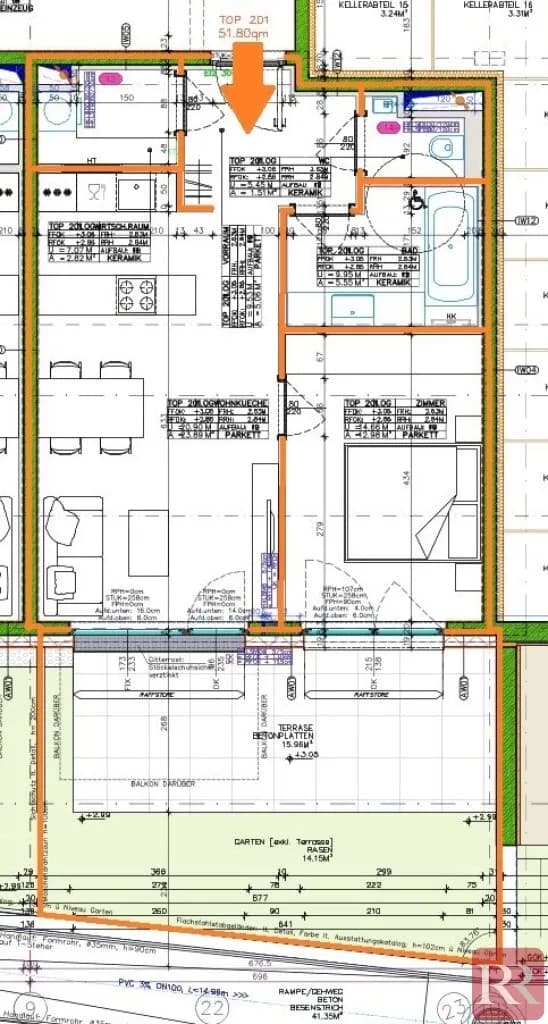 2-Zimmer-Wohnung mieten in Tulln – 51,81 m², € 1.079 – Bild 7 von 7
