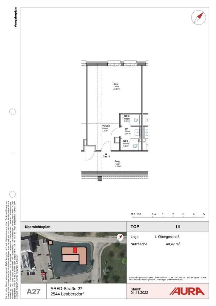 1-Zimmer-Gewerbeimmobilie mieten in Baden – 40 m², € 533 – Bild 6 von 6