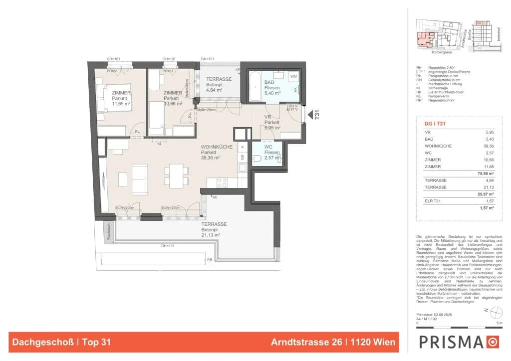 3-Zimmer-Wohnung kaufen in Wien – 75,59 m², € 628.000 – Bild 3 von 3