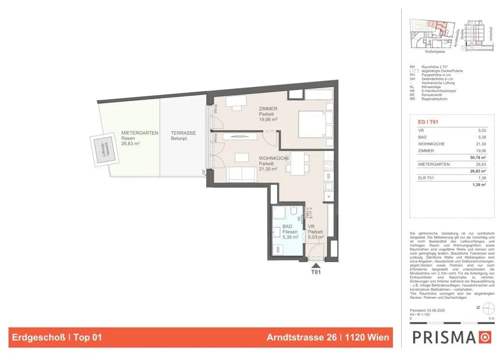 2-Zimmer-Wohnung kaufen in Wien – 50,78 m², € 368.000 – Bild 3 von 3