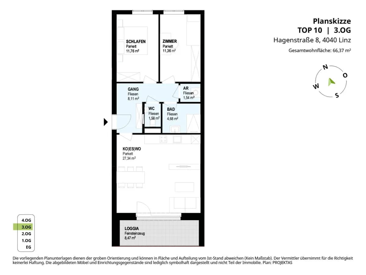 3-Zimmer-Wohnung mieten in Linz – 66,37 m², € 1.400 – Bild 15 von 15
