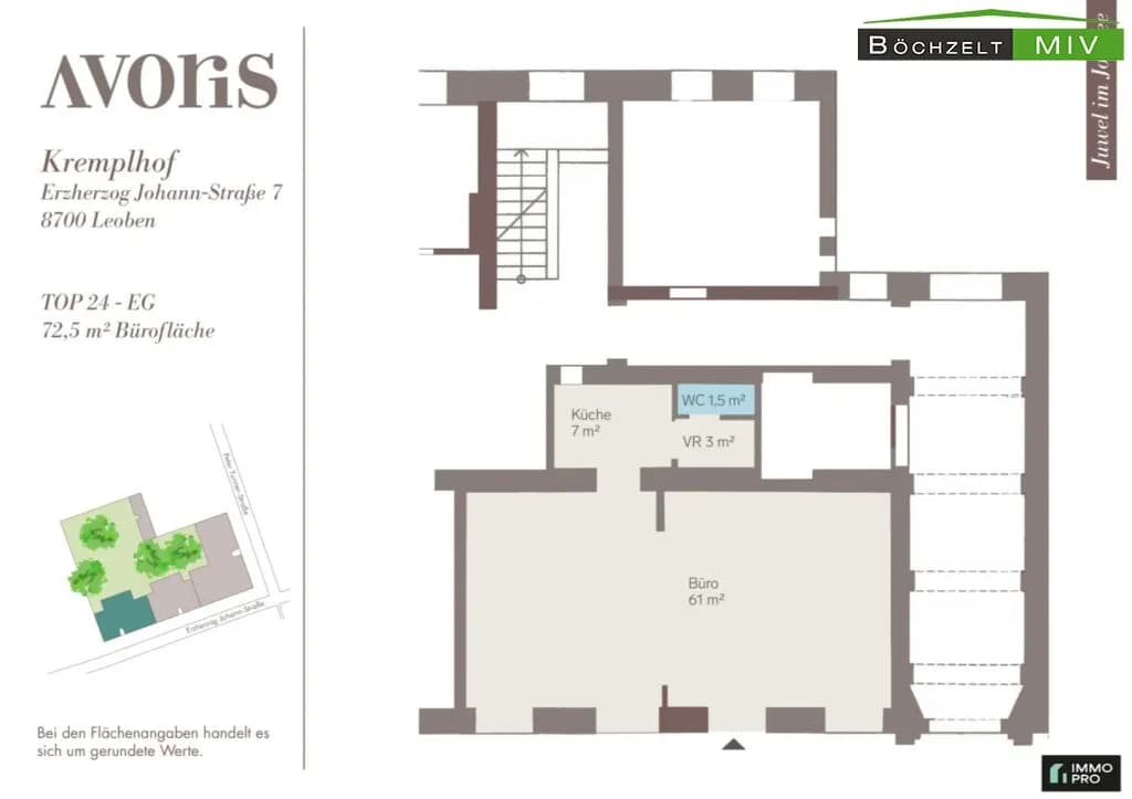 1-Zimmer-Gewerbeimmobilie mieten in Leoben – 73 m², € 708 – Bild 9 von 9