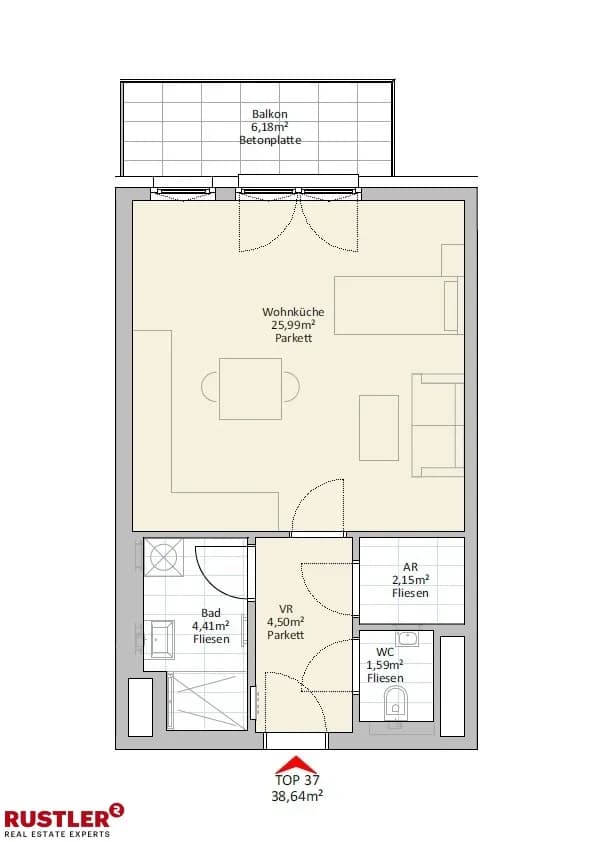 1-Zimmer-Wohnung mieten in Wien – 38,64 m², € 799 – Bild 19 von 19