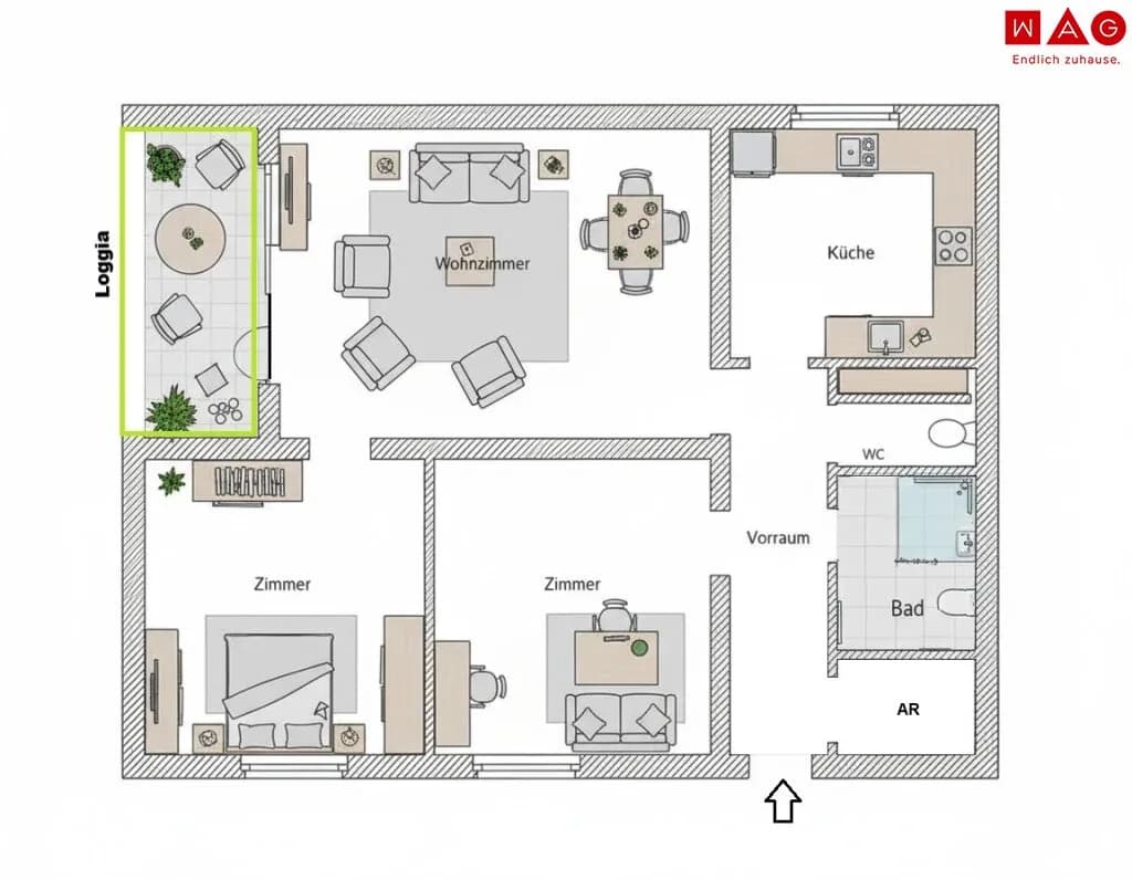 3-Zimmer-Wohnung mieten in Leoben – 82,13 m², € 743