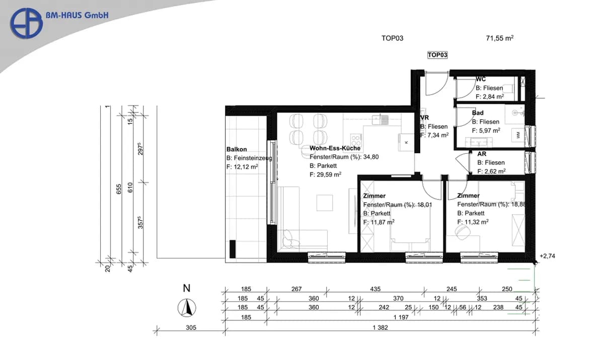 3-Zimmer-Wohnung kaufen in Wolfsberg – 71,55 m², € 334.897 – Bild 12 von 12