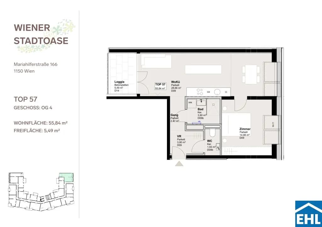 2-Zimmer-Wohnung mieten in Wien – 55,84 m², € 1.440 – Bild 13 von 13