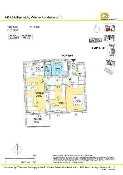 3-Zimmer-Wohnung mieten in Tulln – 76,44 m², € 1.086 – Bild 5 von 9