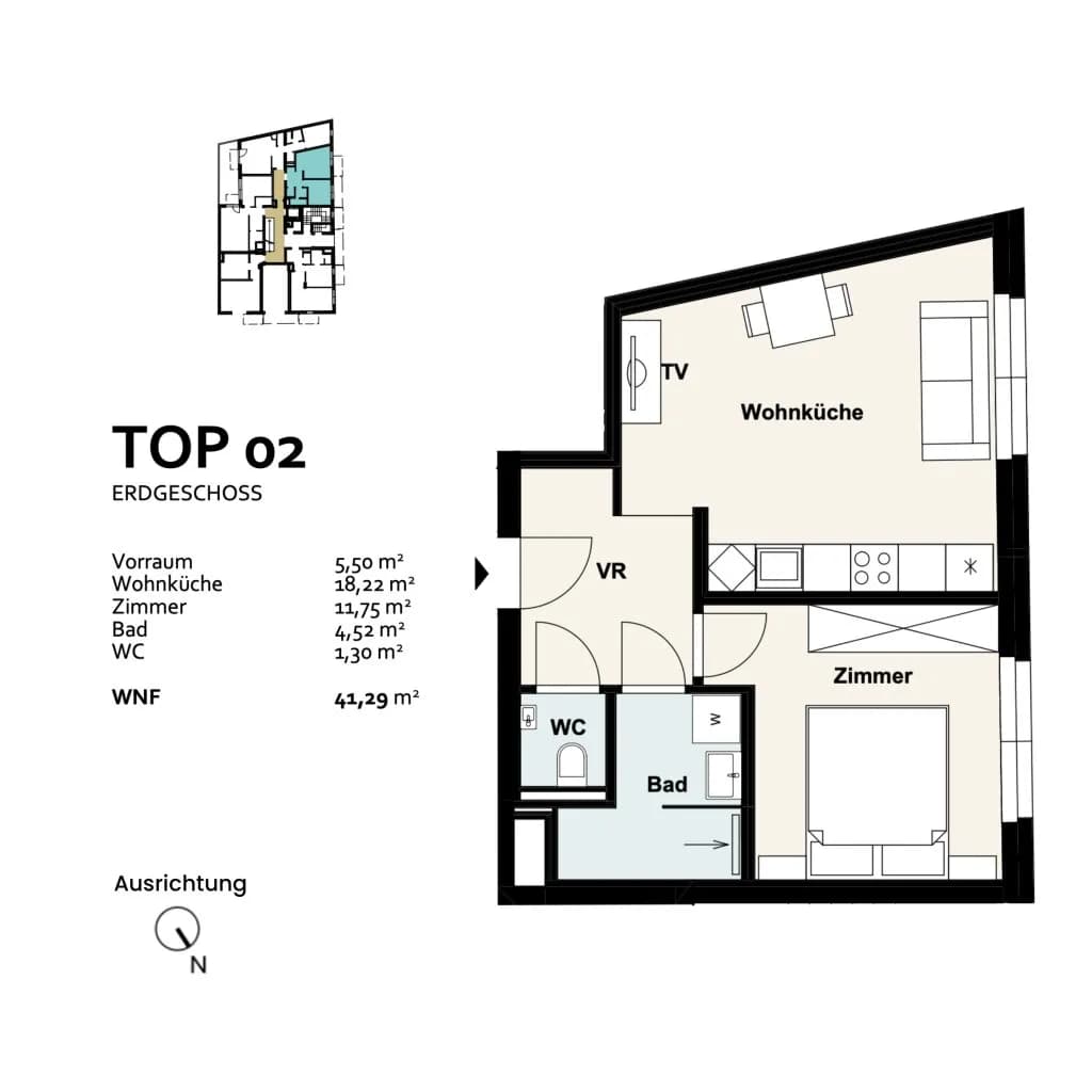 2-Zimmer-Wohnung kaufen in Wien – 41,29 m², € 219.248 – Bild 8 von 8
