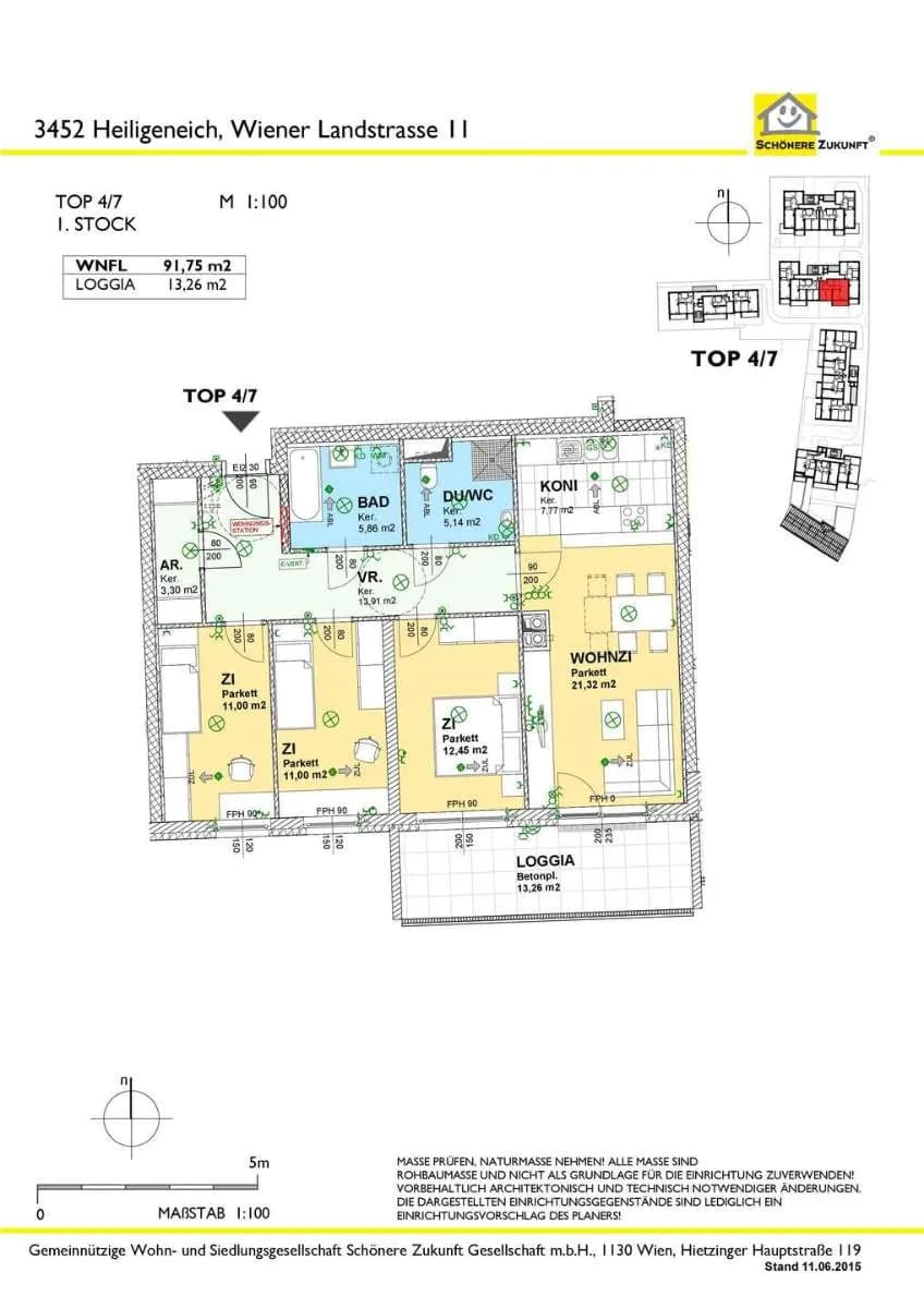 4-Zimmer-Wohnung mieten in Tulln – 91,78 m², € 1.405 – Bild 5 von 8