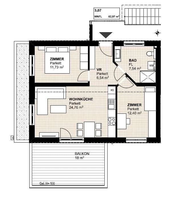 3-Zimmer-Wohnung kaufen in Südoststeiermark – 62,97 m², € 291.335 – Bild 6 von 6