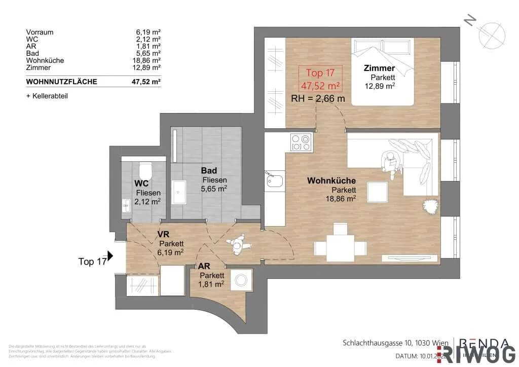 2-Zimmer-Wohnung kaufen in Wien – 47,52 m², € 370.000 – Bild 17 von 17