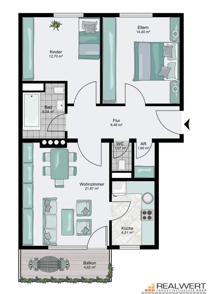 3-Zimmer-Wohnung kaufen in Salzburg-Umgebung – 71,55 m², € 275.000 – Bild 12 von 12