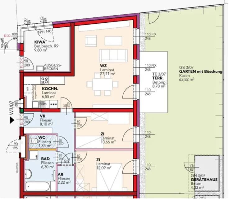 3-Zimmer-Wohnung mieten in Mistelbach – 74,88 m², € 903 – Bild 2 von 2