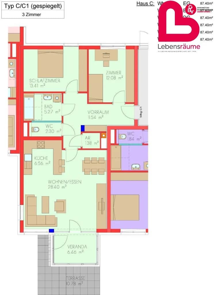 3-Zimmer-Wohnung mieten in Rohrbach – 87,4 m², € 821 – Bild 13 von 13
