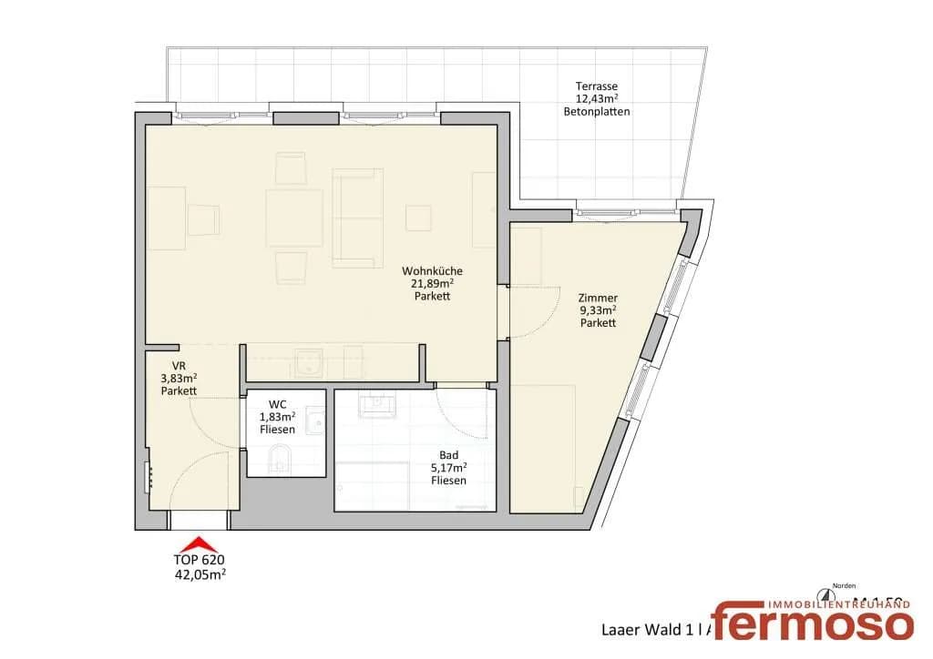 2-Zimmer-Wohnung mieten in Wien – 42,05 m², € 1.029 – Bild 13 von 13