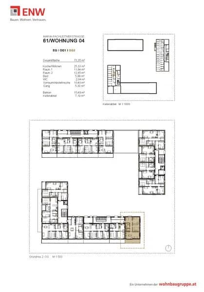 3-Zimmer-Wohnung mieten in Graz – 73,35 m², € 844 – Bild 2 von 3