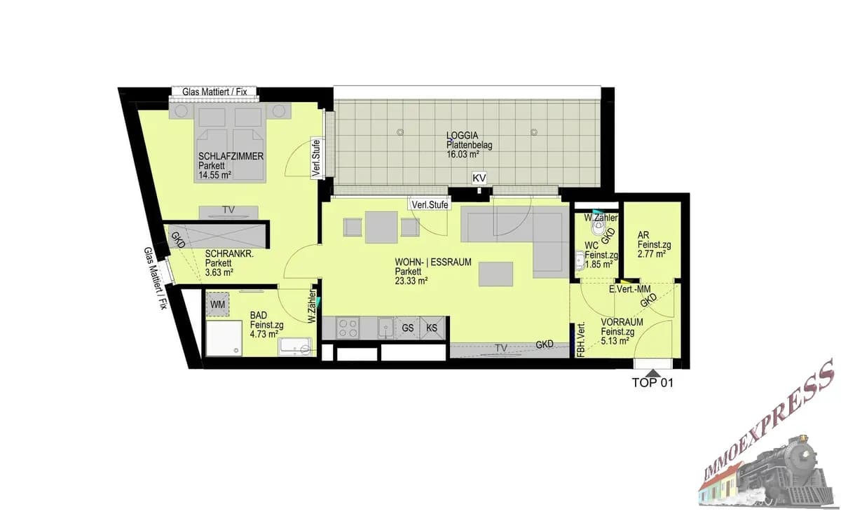 2-Zimmer-Wohnung kaufen in Wien – 56,95 m², € 308.400