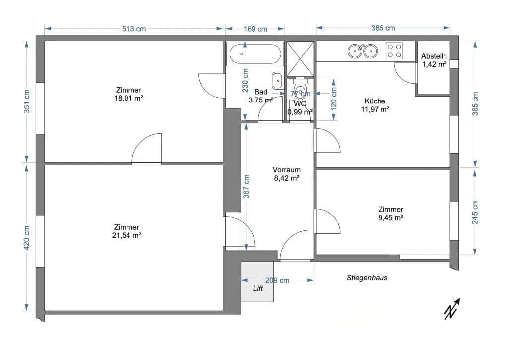 3-Zimmer-Wohnung kaufen in Wien – 75,56 m², € 329.000 – Bild 12 von 12