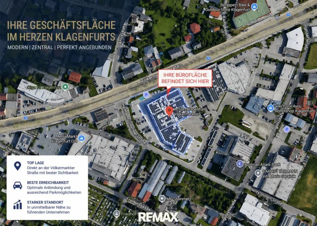 Gewerbeimmobilie mieten in Klagenfurt – 188 m², € 1.964