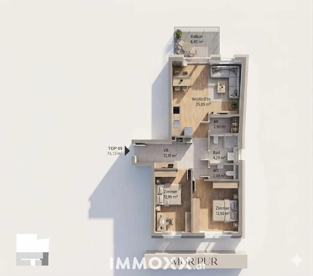 3-Zimmer-Wohnung kaufen in Graz – 74,12 m², € 375.814 – Bild 2 von 3